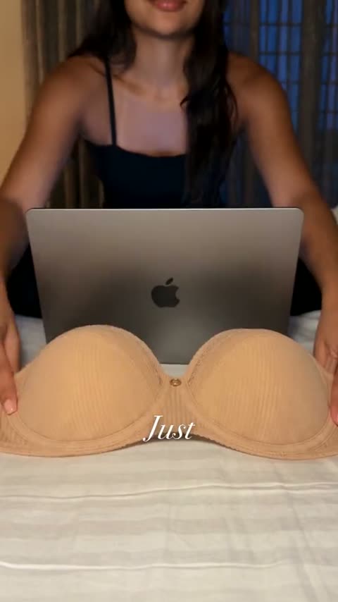 Storyboard beat 3: bra beside a laptop, booking a fitting